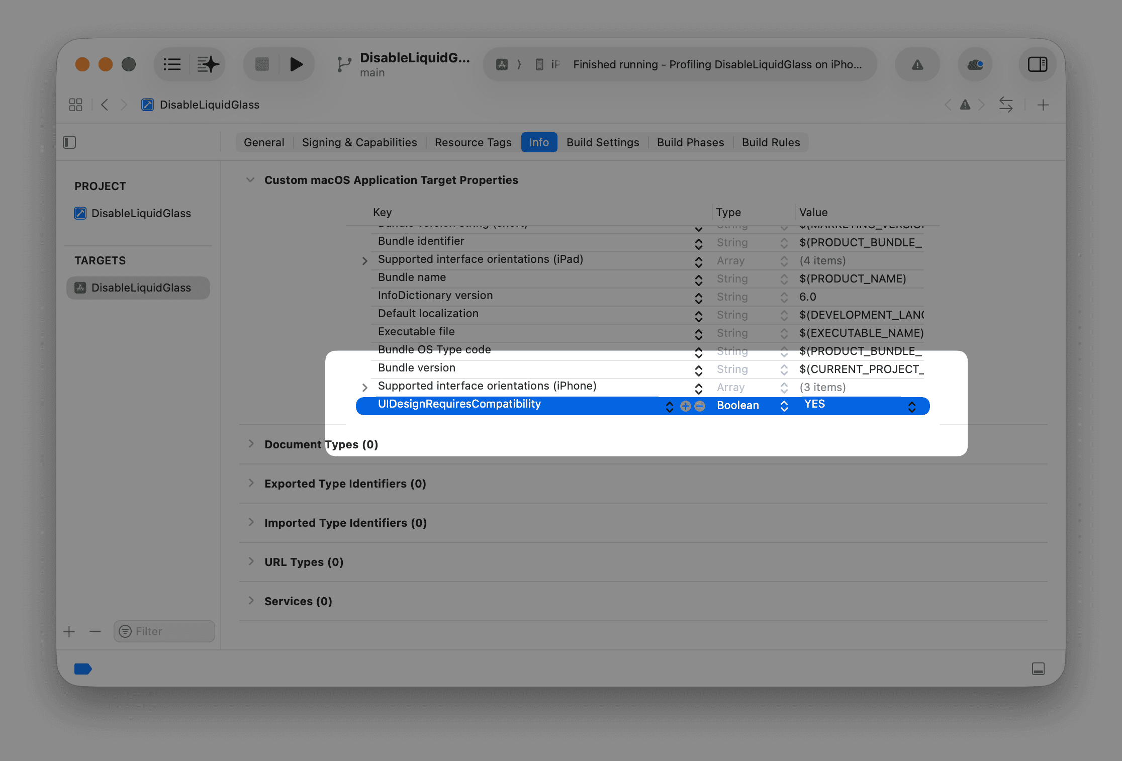 iOS 26 の Liquid Glass エフェクトを Info.plist で無効化する